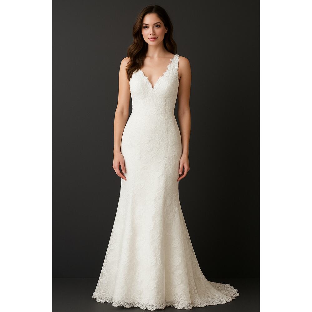 NWT Mermaid Wedding Dress White Lace Floral Bridal Gown Women’s Size 10 Merry’s